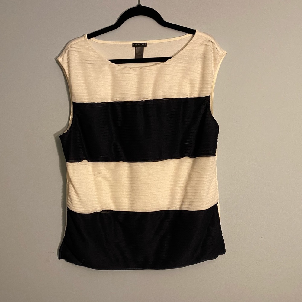 Ann Taylor blouse, white and navy